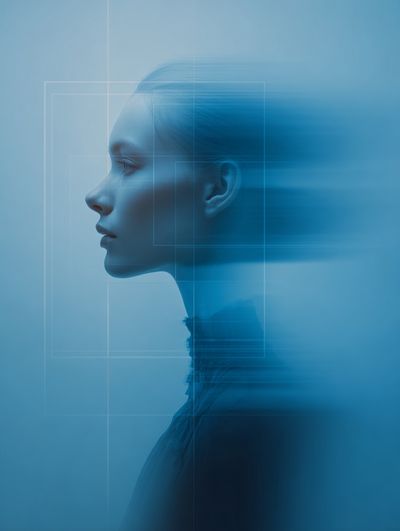 Blue Abstract Portrait Poster. poster