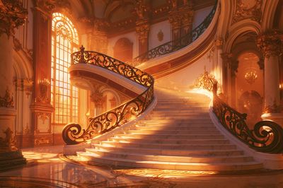 Grand Baroque Staircase Illustration Poster.