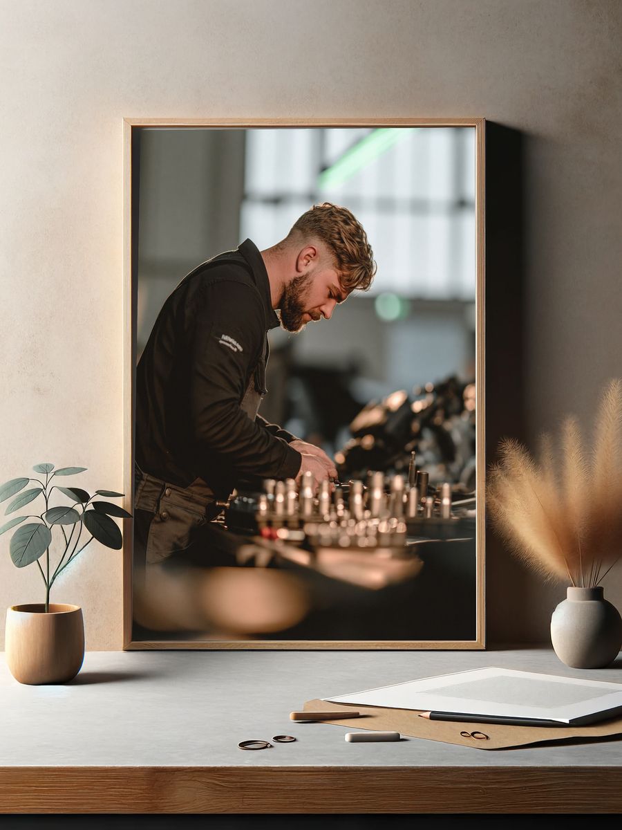 Barber at Work Photography Poster. — room view 2