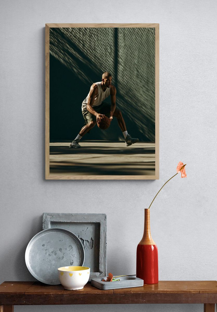 Basketball Dribble Photography Poster. — room view 3