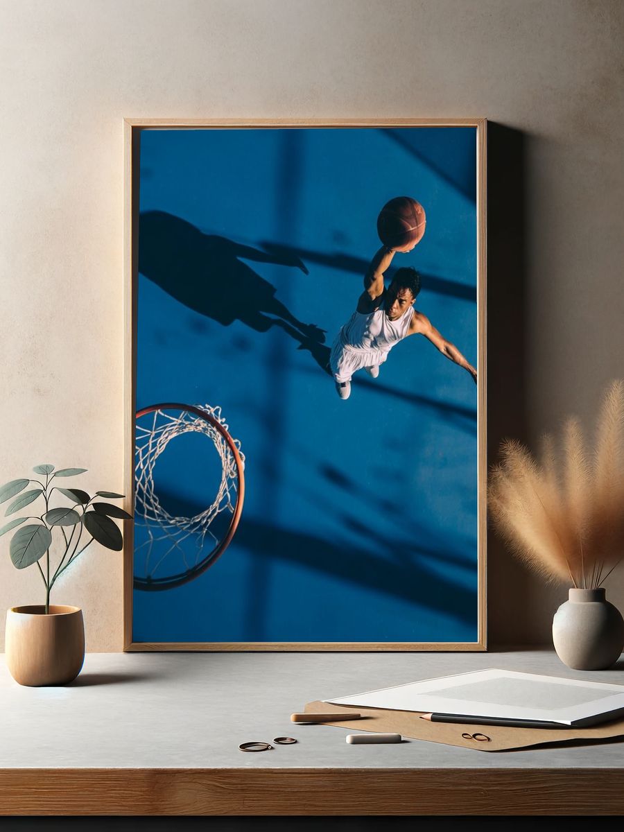 Basketball Slam Dunk Photography Poster. — room view 2