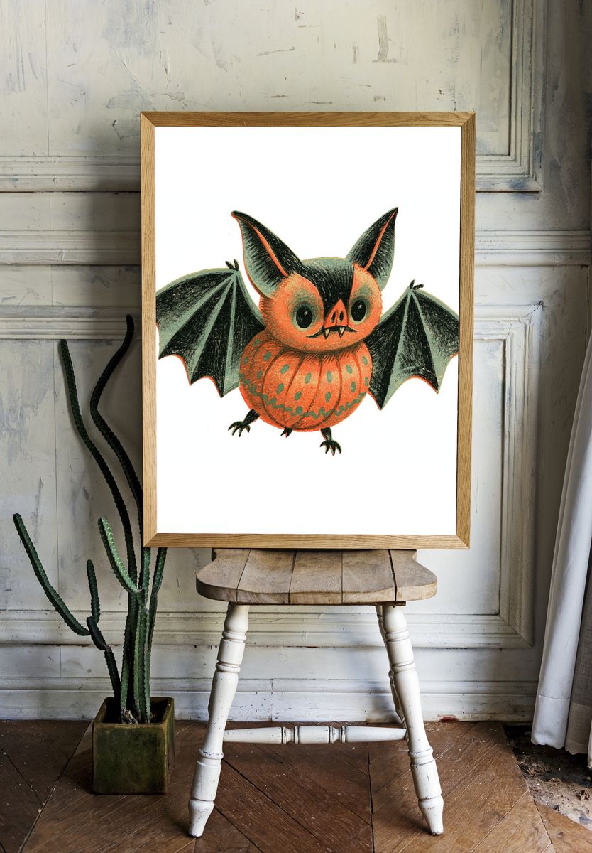 Cute Bat Halloween Illustration Poster. room preview