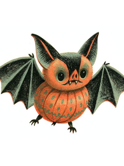 Cute Bat Halloween Illustration Poster. poster