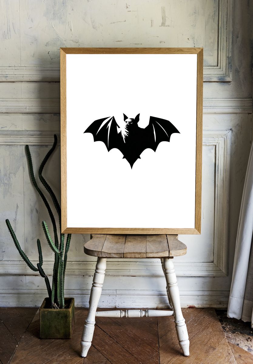 Bat Silhouette Minimalist Poster. room preview