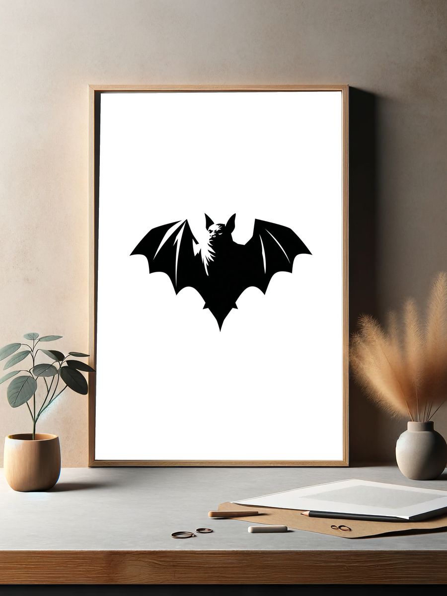Bat Silhouette Minimalist Poster. — room view 2