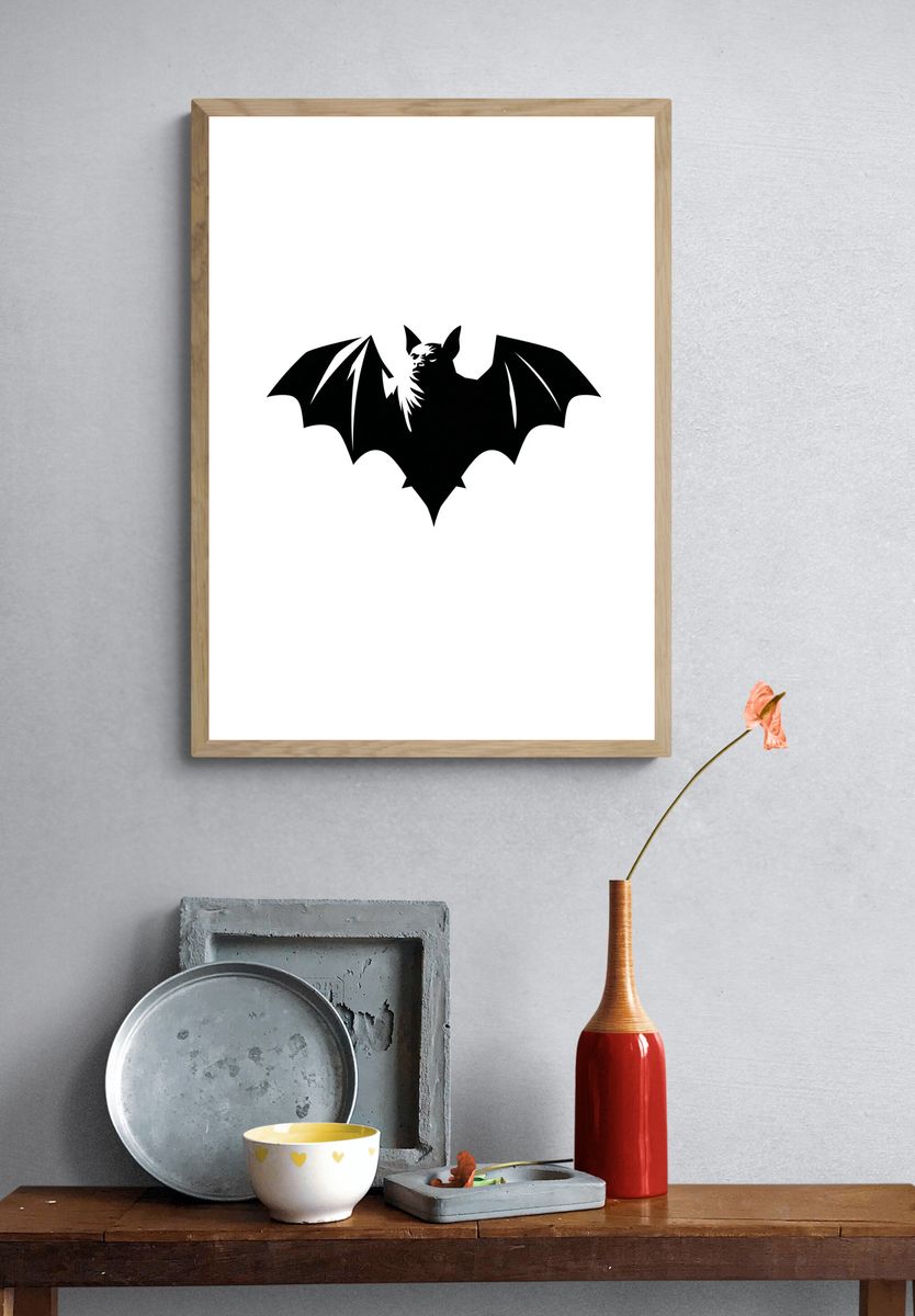 Bat Silhouette Minimalist Poster. — room view 3