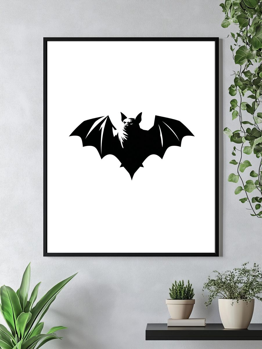 Bat Silhouette Minimalist Poster. — room view 4