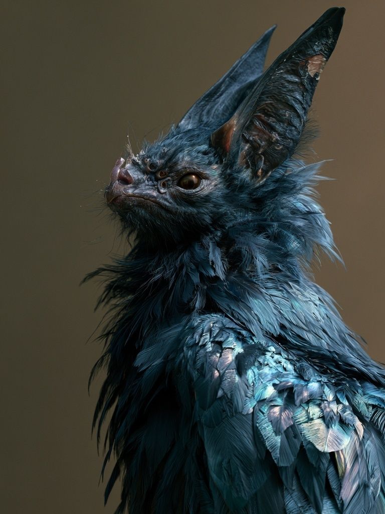 Blue Bat Portrait Print. poster detail