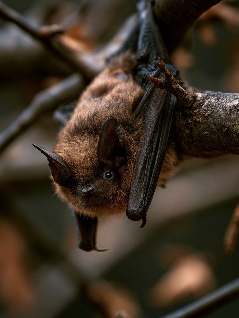 Hanging Bat Wildlife Photography Poster. poster detail