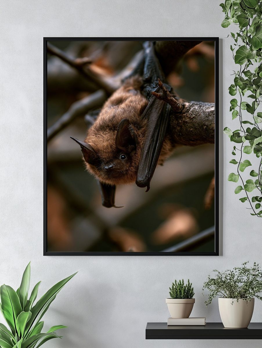 Hanging Bat Wildlife Photography Poster. — room view 4
