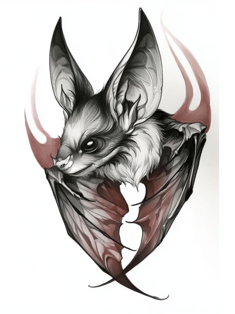 Bat Ink Illustration Poster. poster — animals art