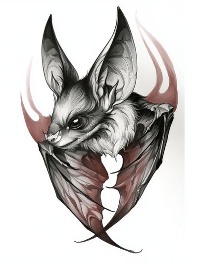 Bat Ink Illustration Poster. poster