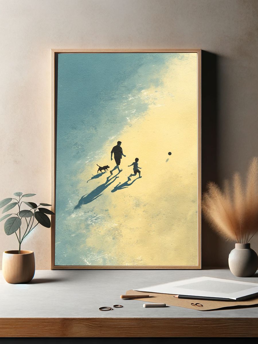 Beach Walk Silhouette Poster. — room view 2