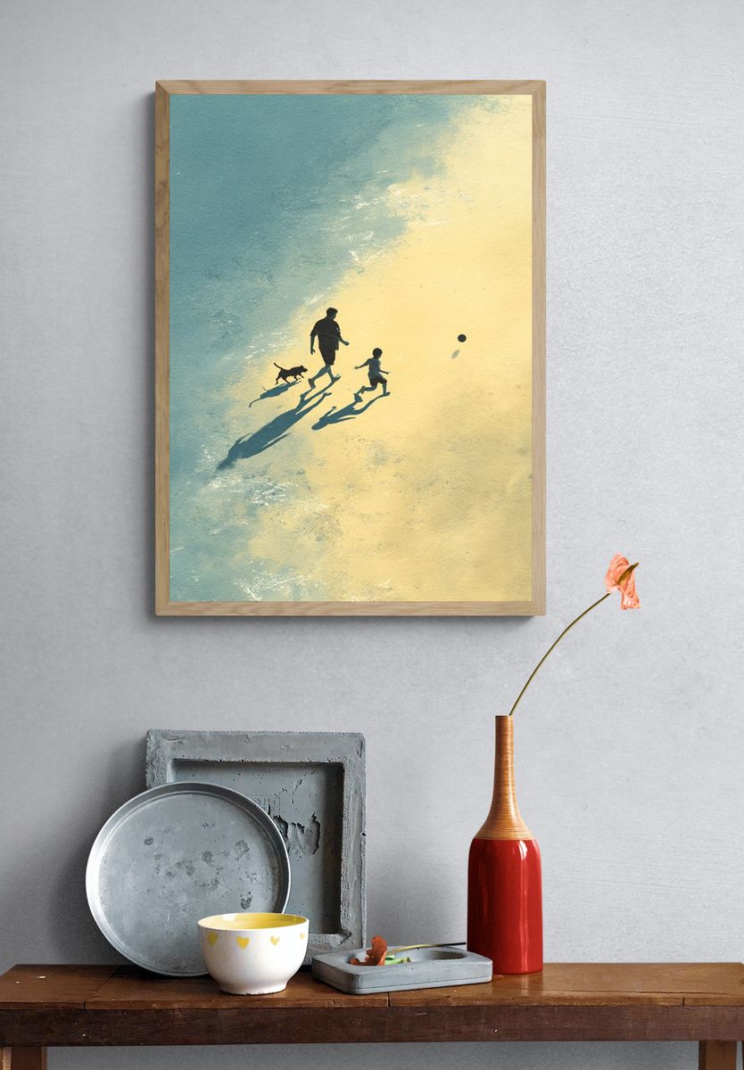 Beach Walk Silhouette Poster. — room view 3