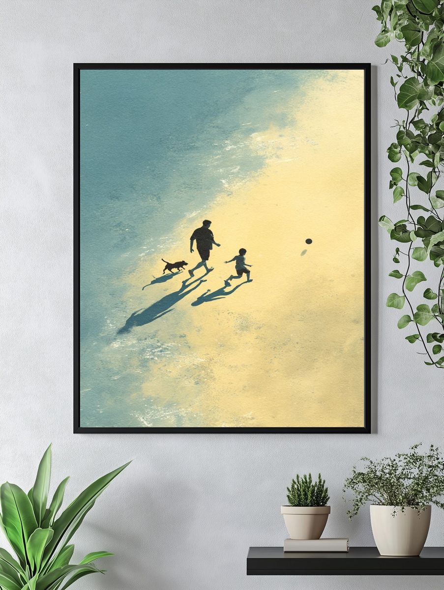 Beach Walk Silhouette Poster. — room view 4