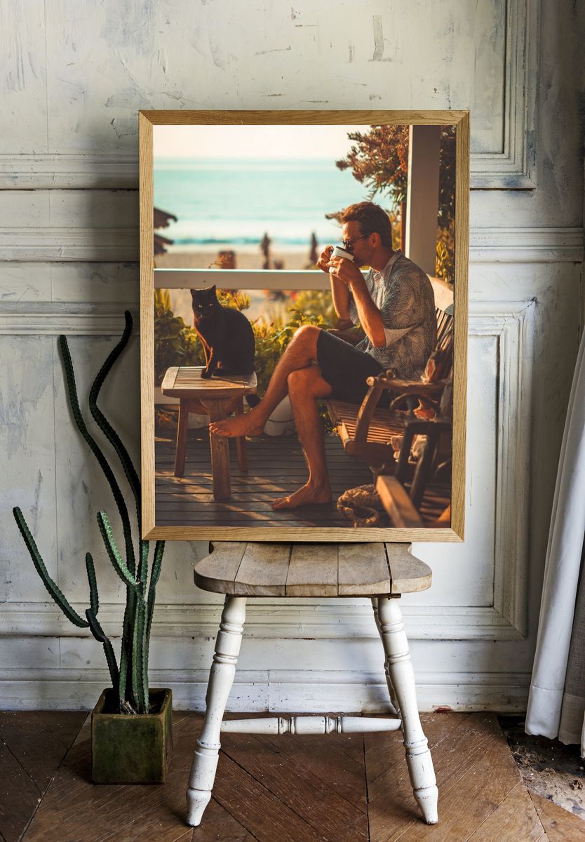 Beachside Coffee Break Photography Poster. — room view 1