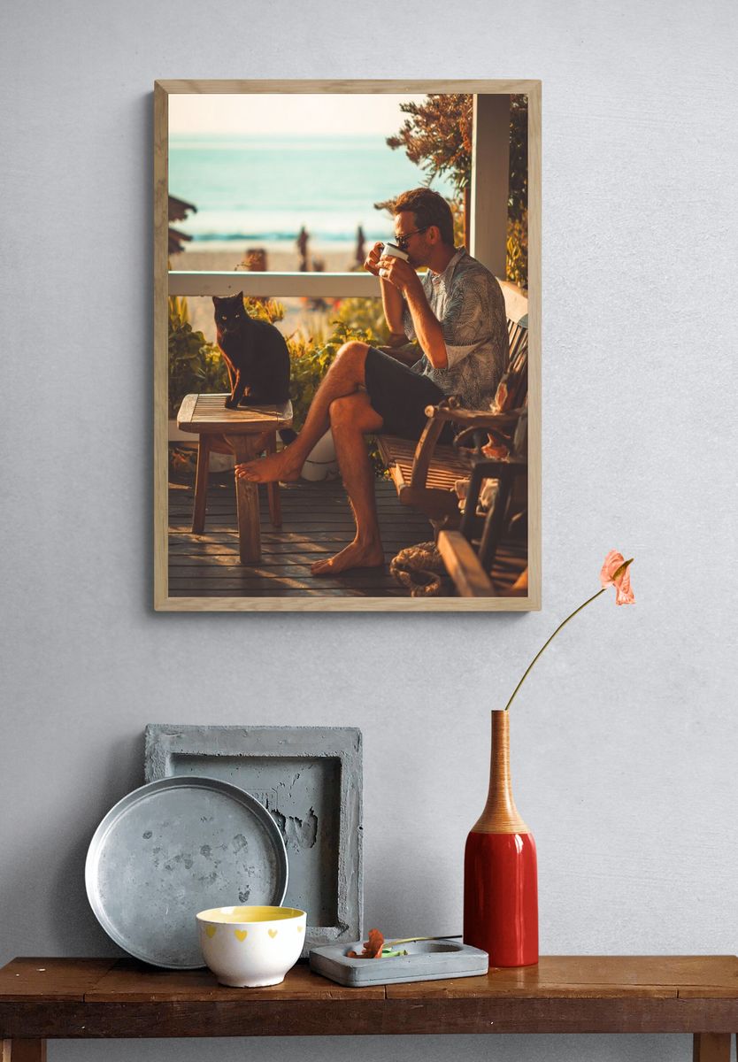 Beachside Coffee Break Photography Poster. — room view 3