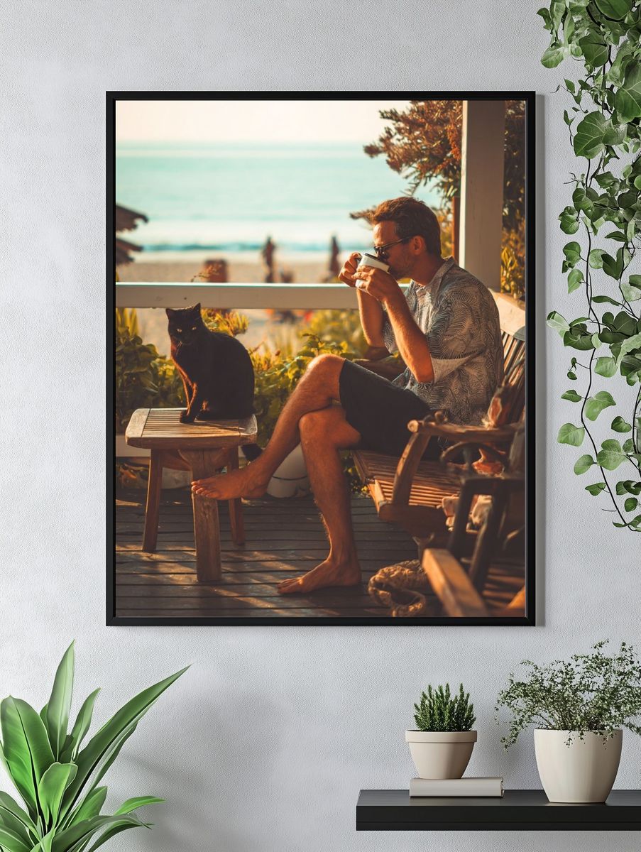 Beachside Coffee Break Photography Poster. — room view 4