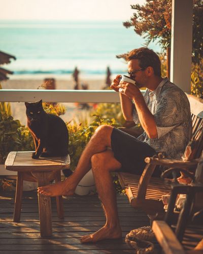 Beachside Coffee Break Photography Poster. poster print