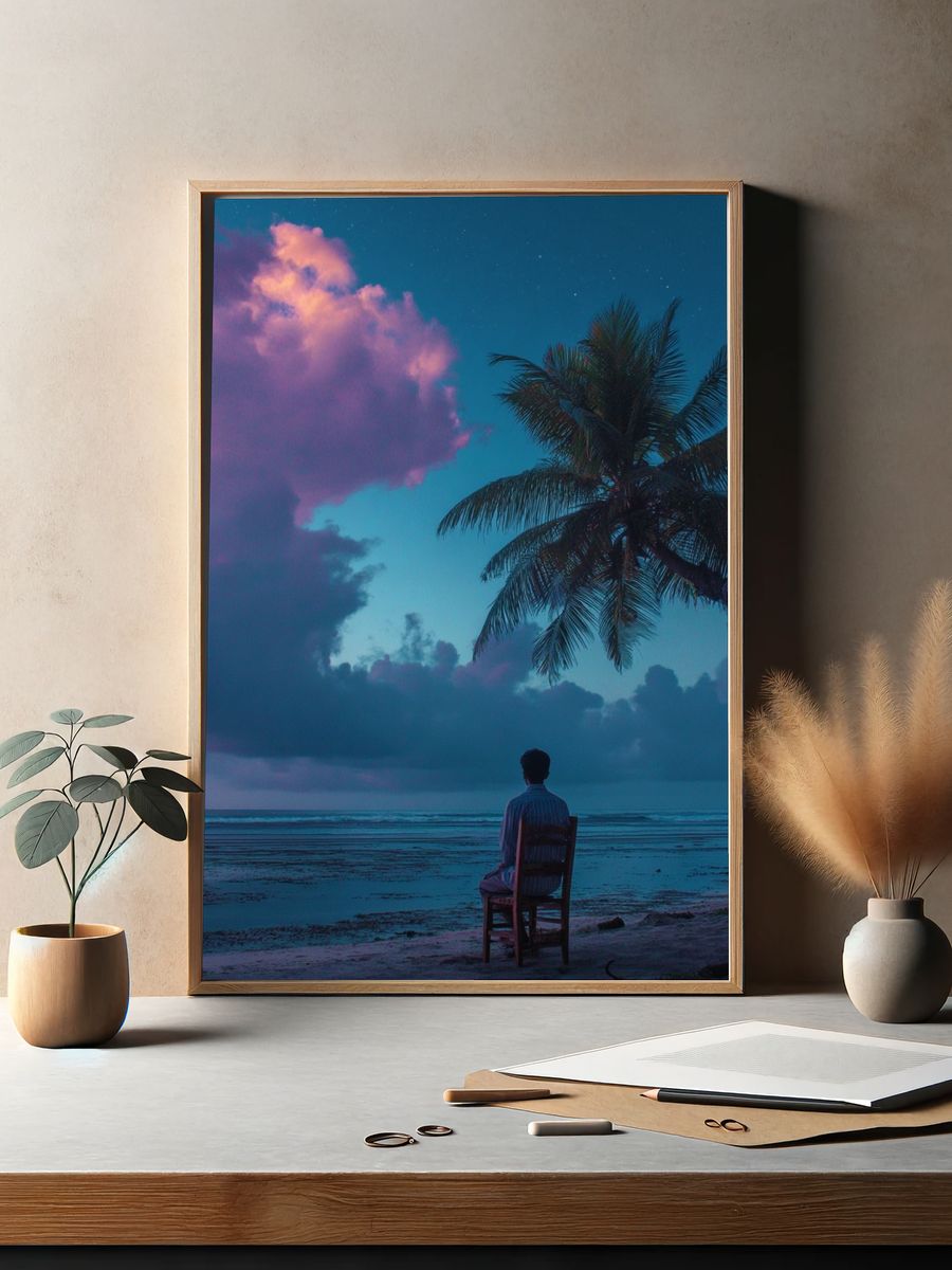 Contemplative Beach Scene — Photography Print. — room view 2