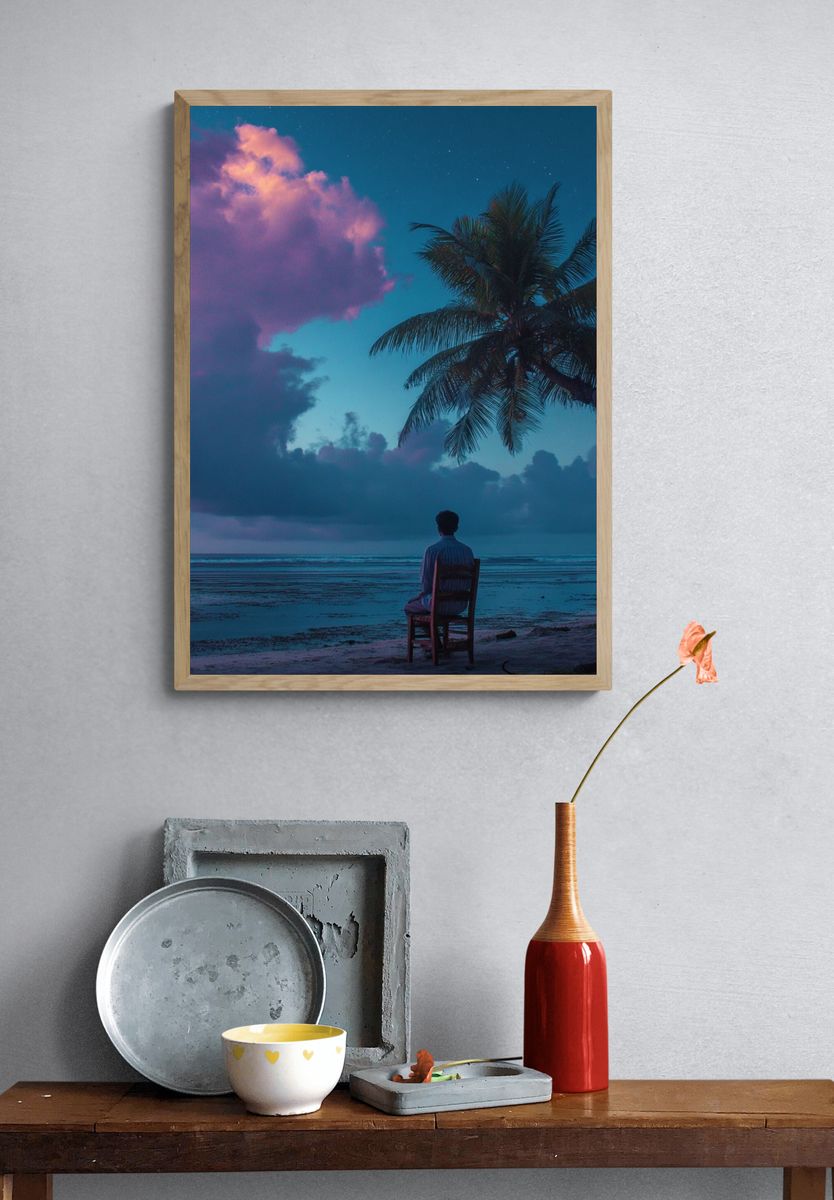 Contemplative Beach Scene — Photography Print. — room view 3