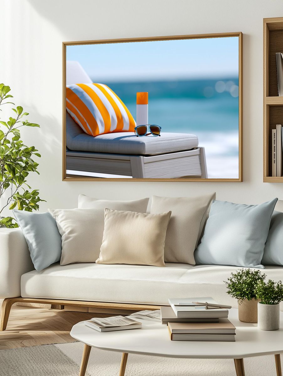 Beach Lounge Chair Photography Poster. — room view 2