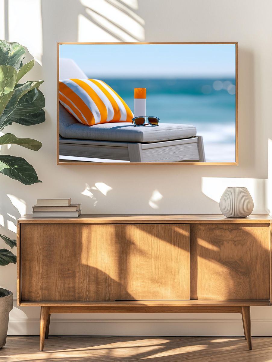 Beach Lounge Chair Photography Poster. — room view 3