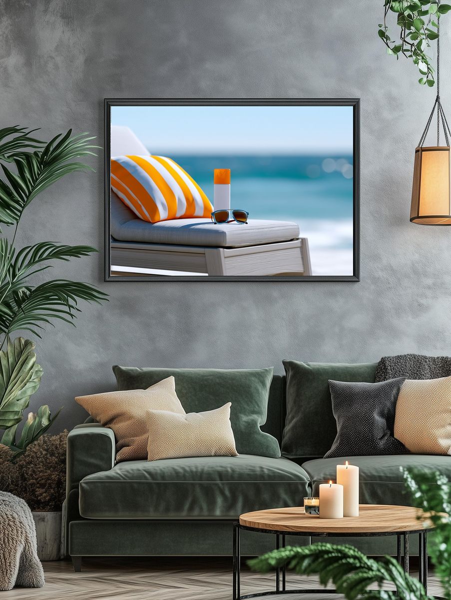 Beach Lounge Chair Photography Poster. — room view 4