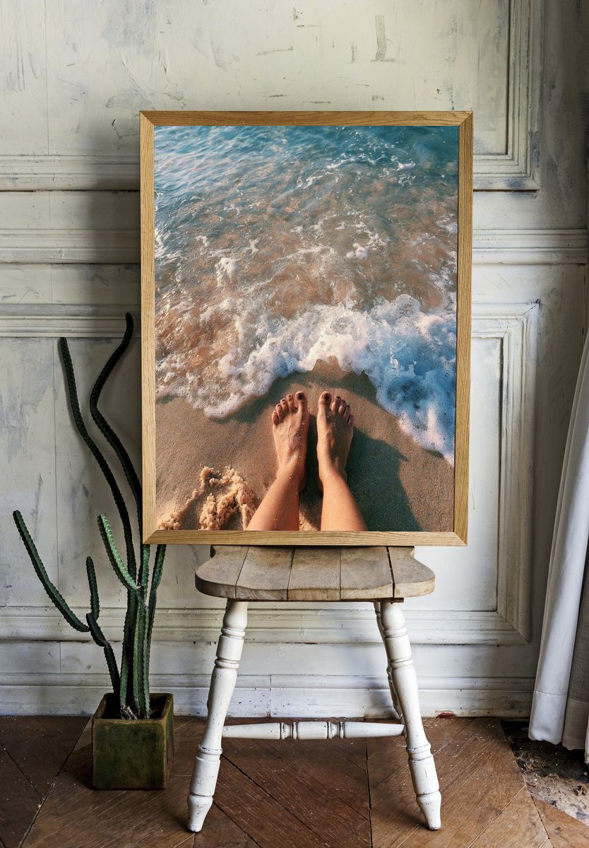 Beach Feet at Shoreline Photography Poster. room preview