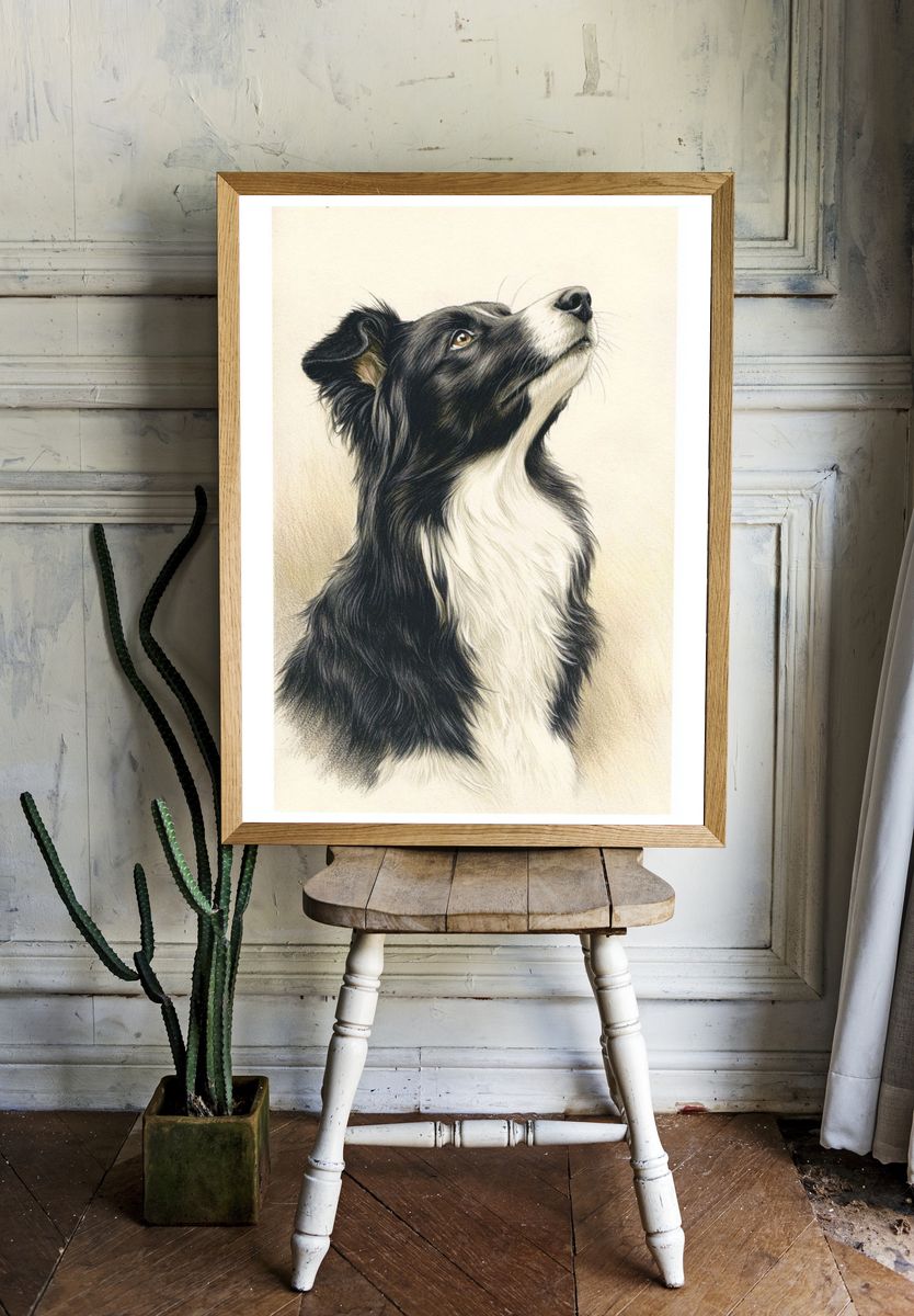 Border Collie Portrait Poster. — room view 1