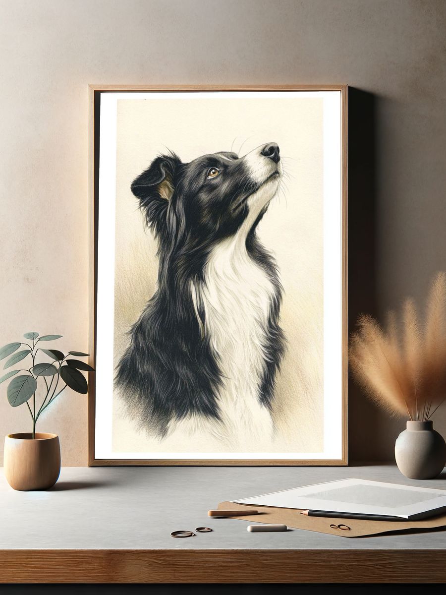 Border Collie Portrait Poster. — room view 2