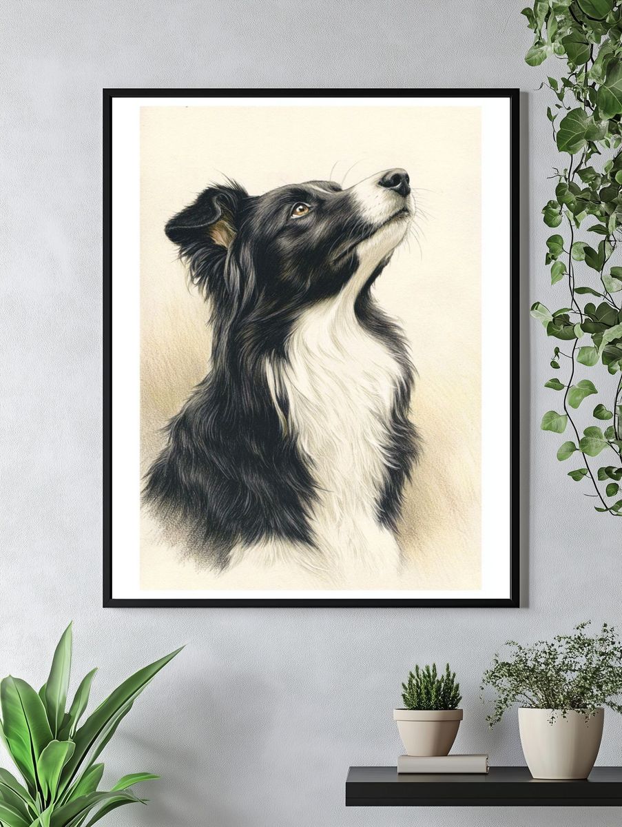 Border Collie Portrait Poster. — room view 4