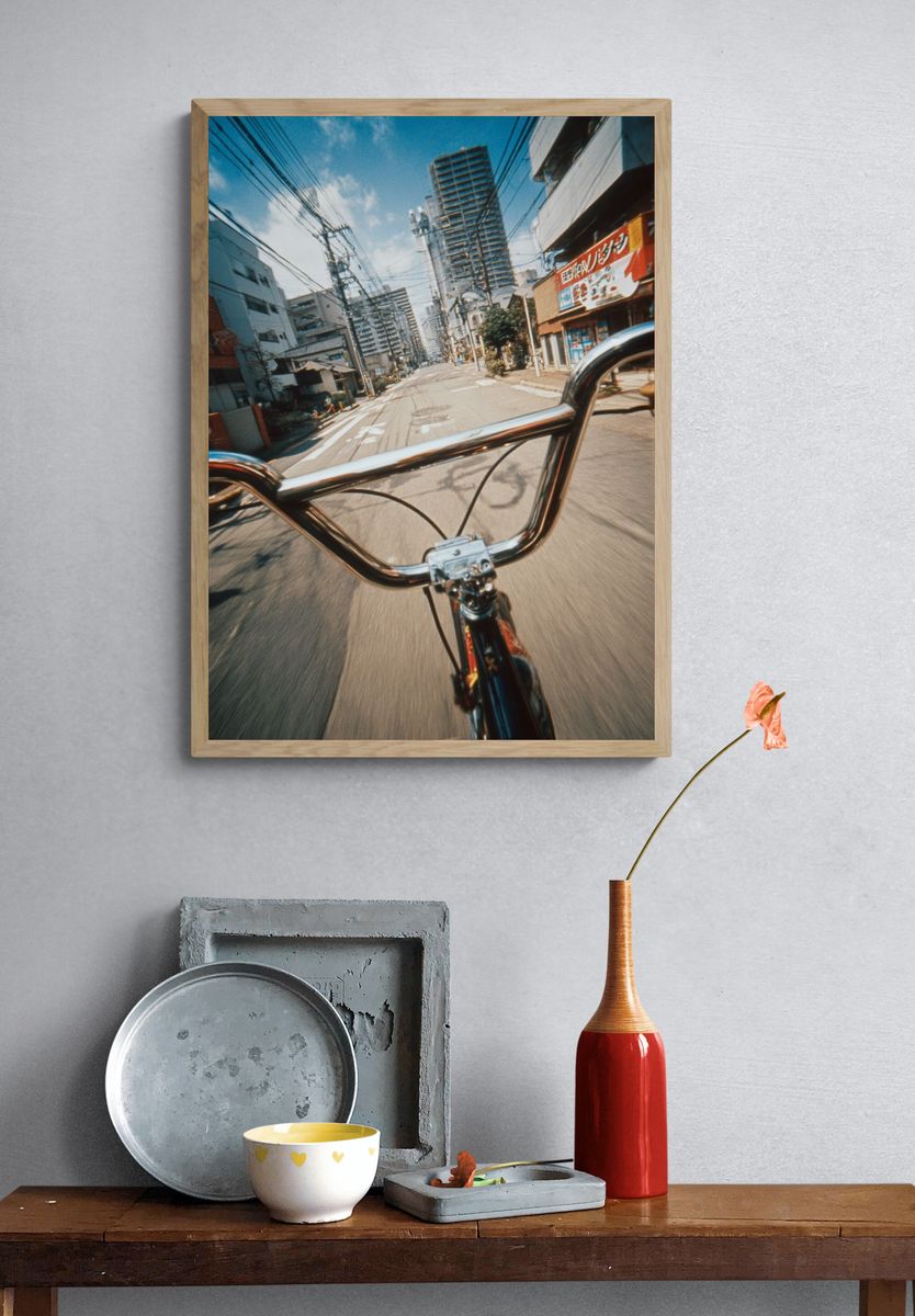 Bicycle Ride Through City Streets Poster. — room view 3