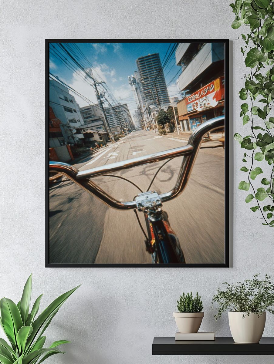 Bicycle Ride Through City Streets Poster. — room view 4