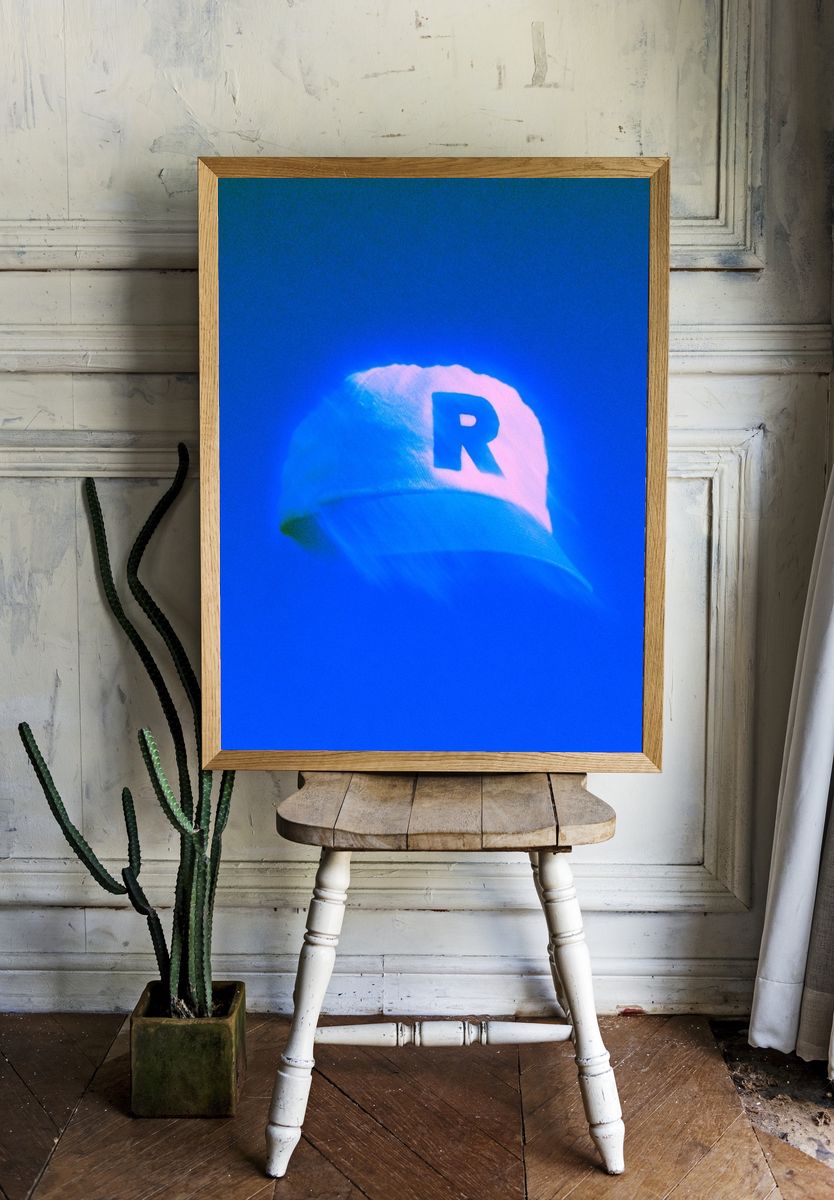 Blue Cap R Photography Poster. room preview