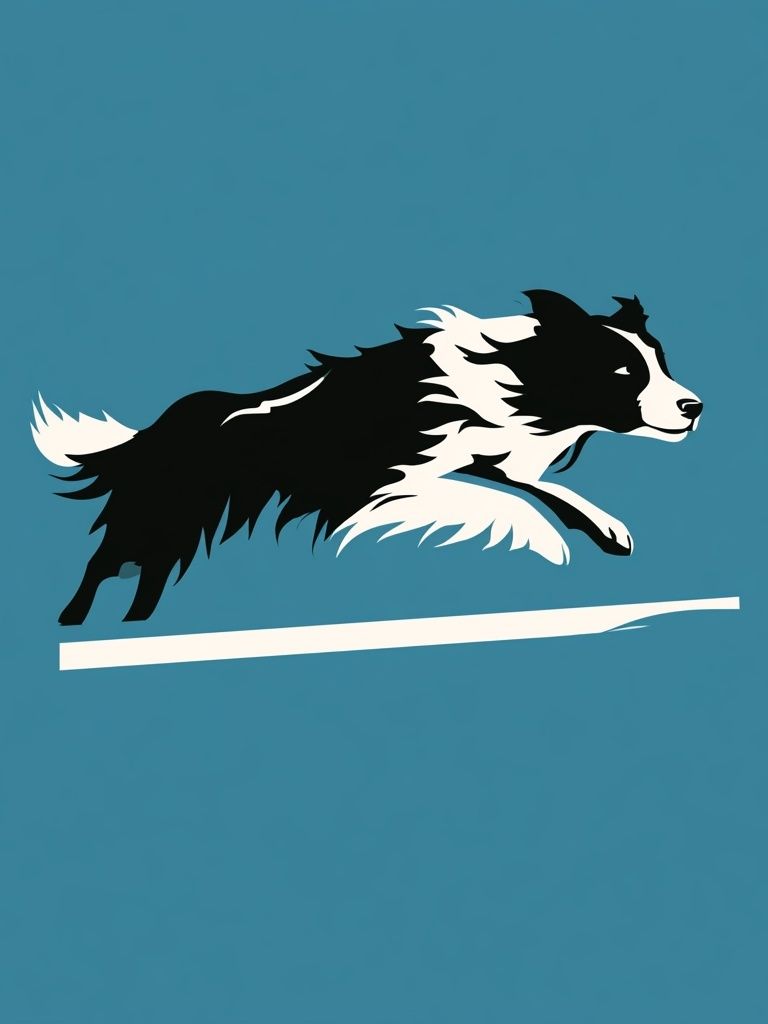 Border Collie Jumping Illustration Poster. poster — illustration art