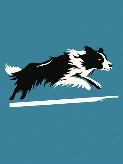 Border Collie Jumping Illustration Poster.
