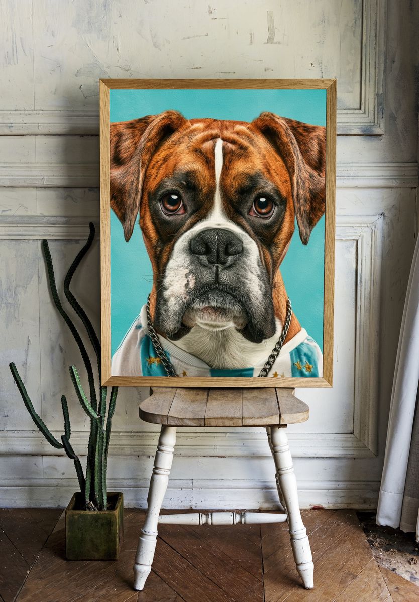 Boxer Dog Portrait Poster. room preview