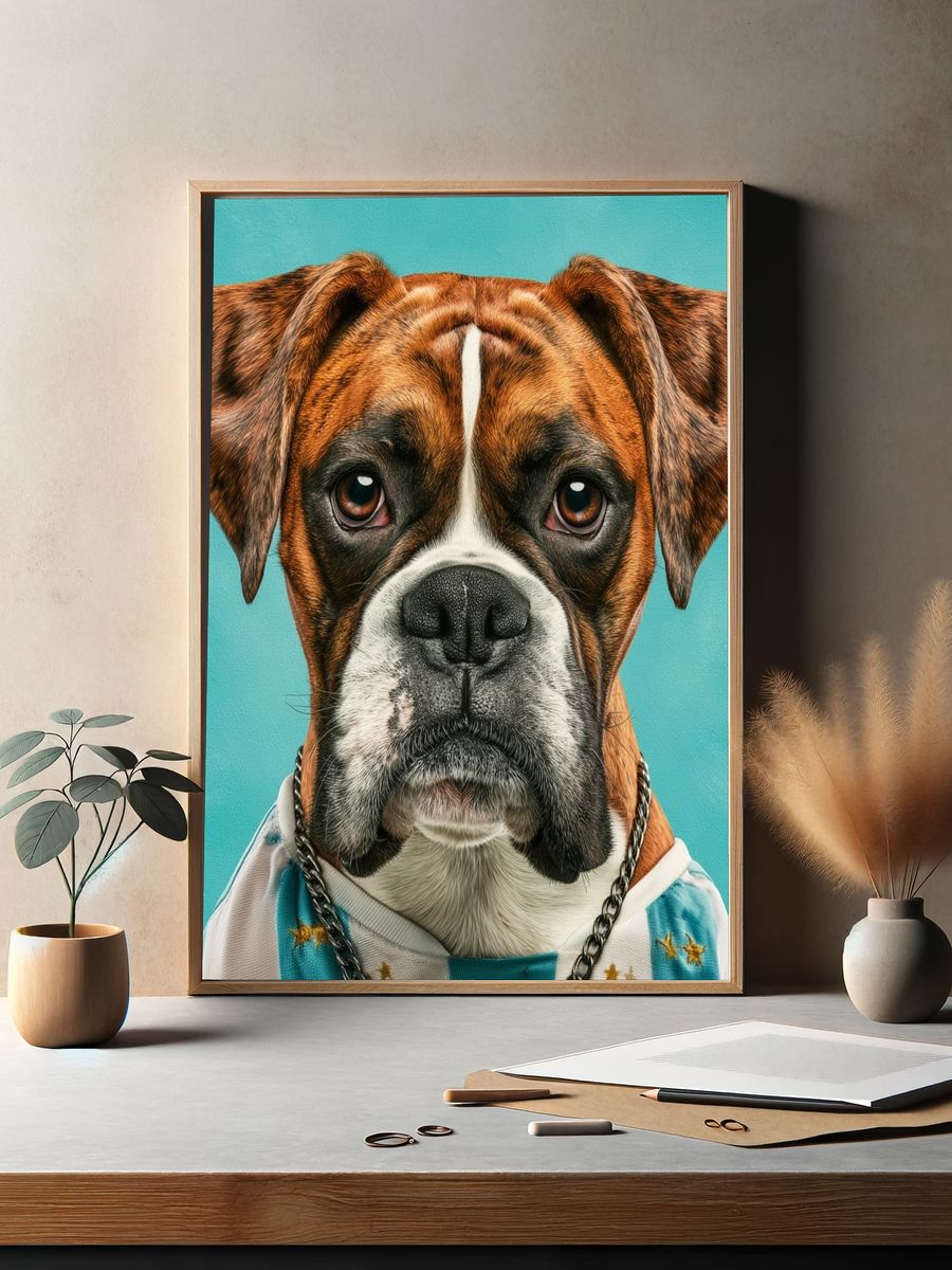 Boxer Dog Portrait Poster. — room view 2