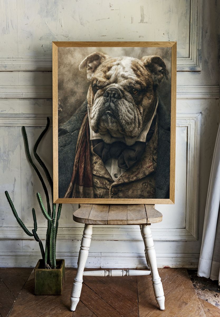 Bulldog Portrait Photography Poster. — room view 1
