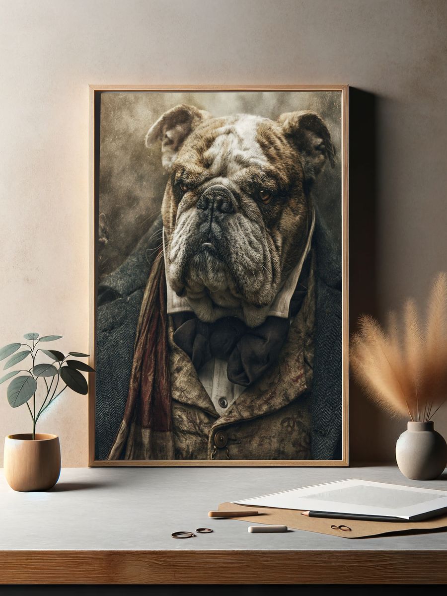 Bulldog Portrait Photography Poster. — room view 2