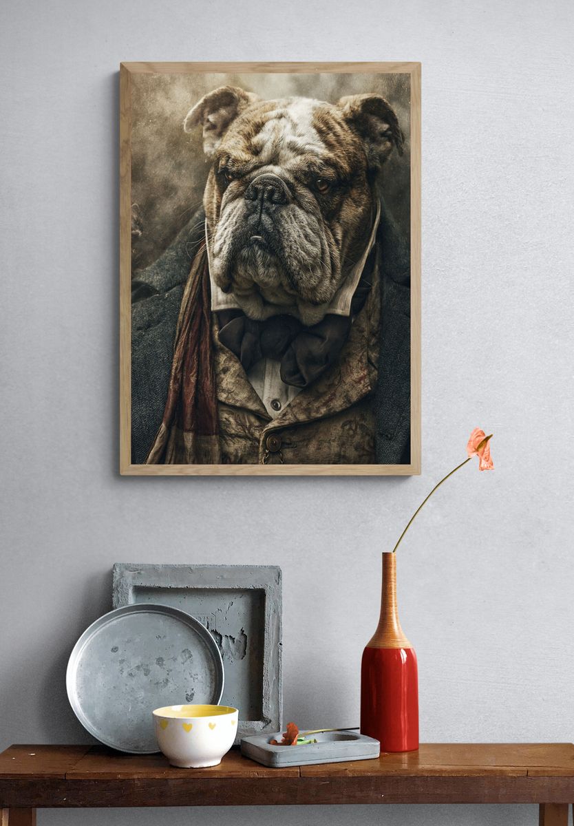 Bulldog Portrait Photography Poster. — room view 3