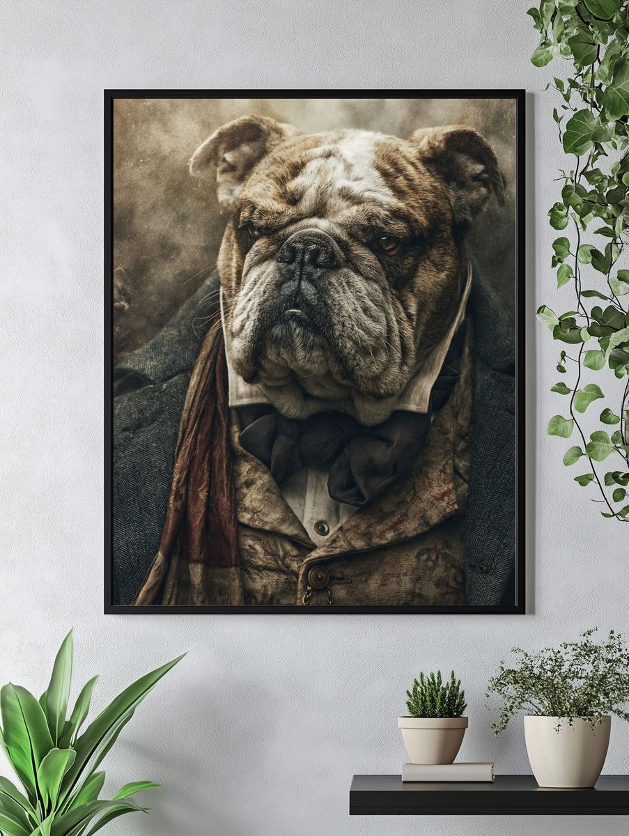 Bulldog Portrait Photography Poster. — room view 4