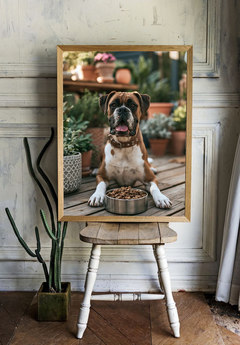 Boxer Dog Portrait Photography Poster. room preview
