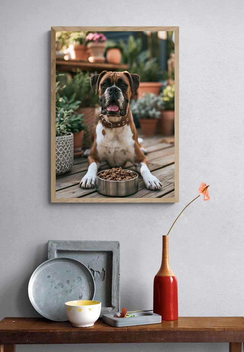 Boxer Dog Portrait Photography Poster. — room view 3