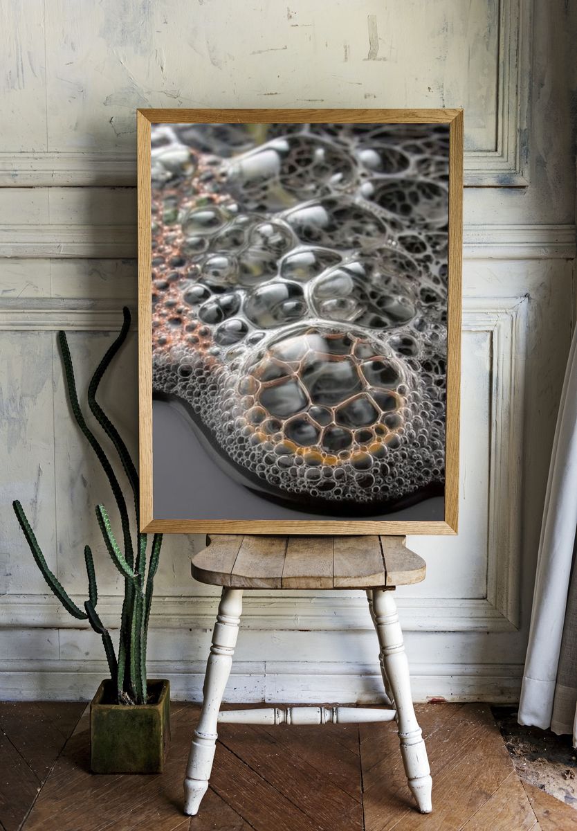 Bubbles on Dark Surface — Photography Print. — room view 1