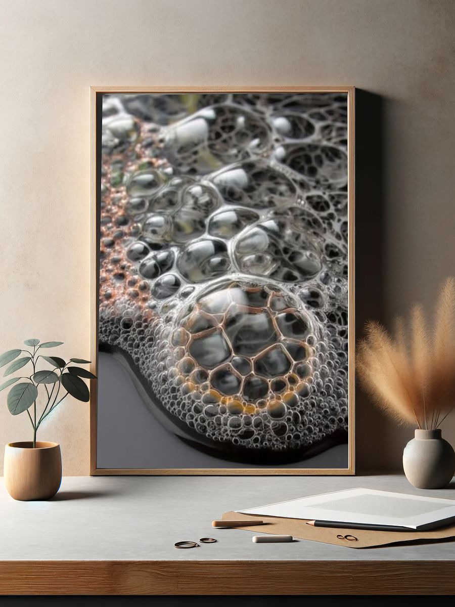 Bubbles on Dark Surface — Photography Print. — room view 2