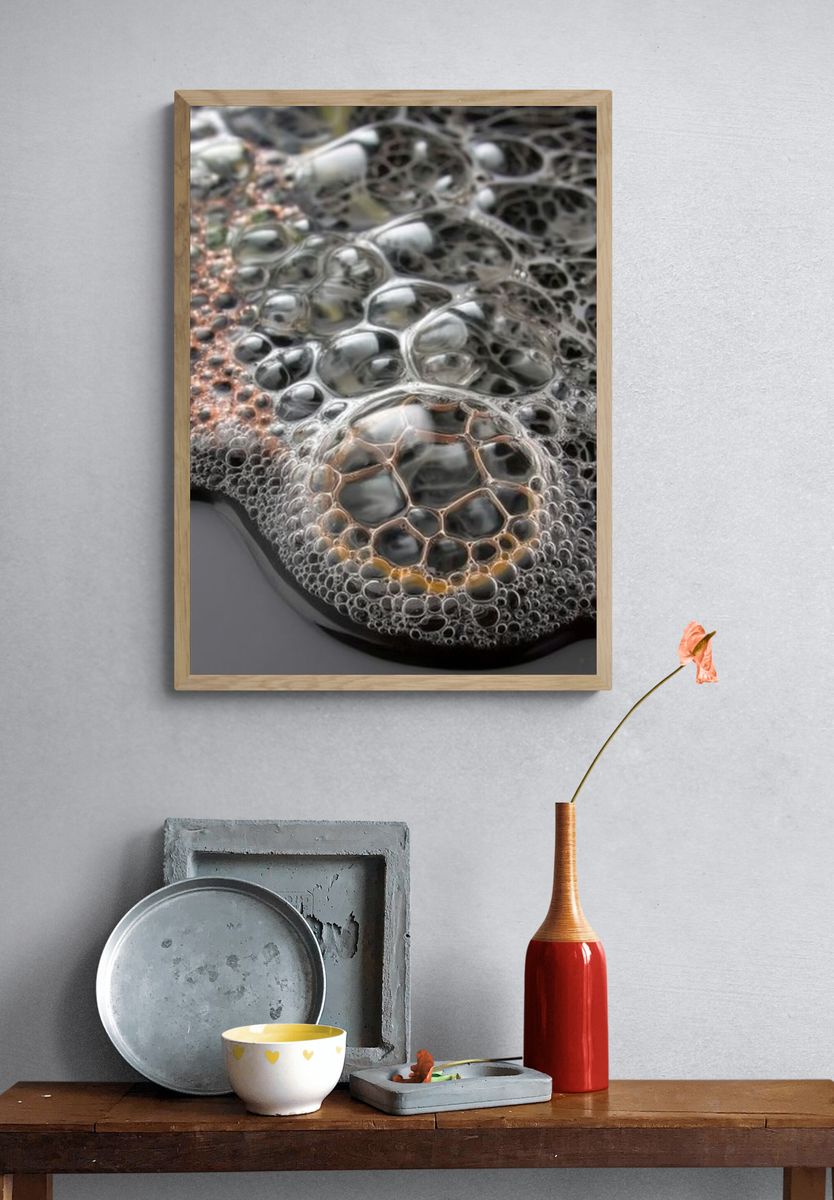 Bubbles on Dark Surface — Photography Print. — room view 3