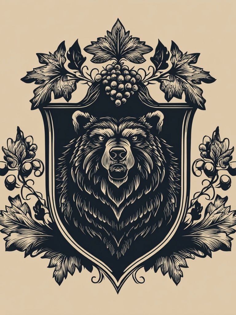 Bear Crest Vintage Print. poster detail