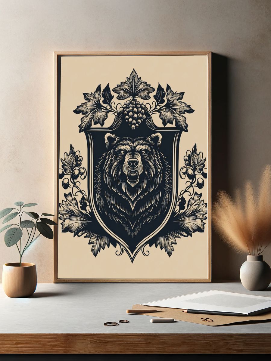 Bear Crest Vintage Print. — room view 2